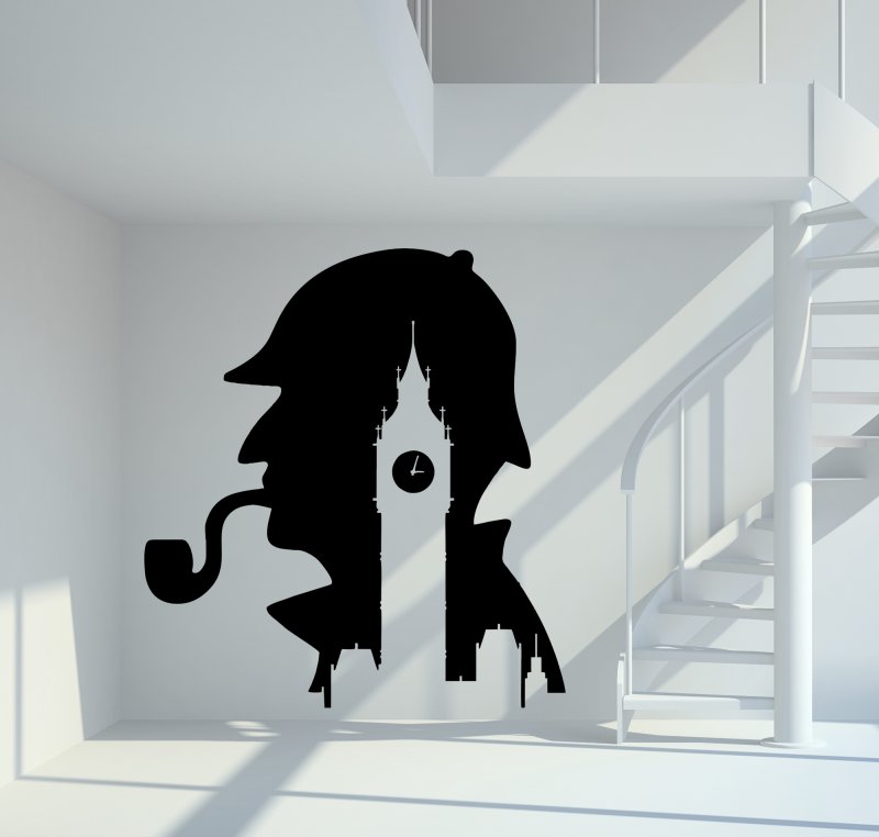 46241 Sherlock Holmes mit Big Ben Silhouette Wandtattoo